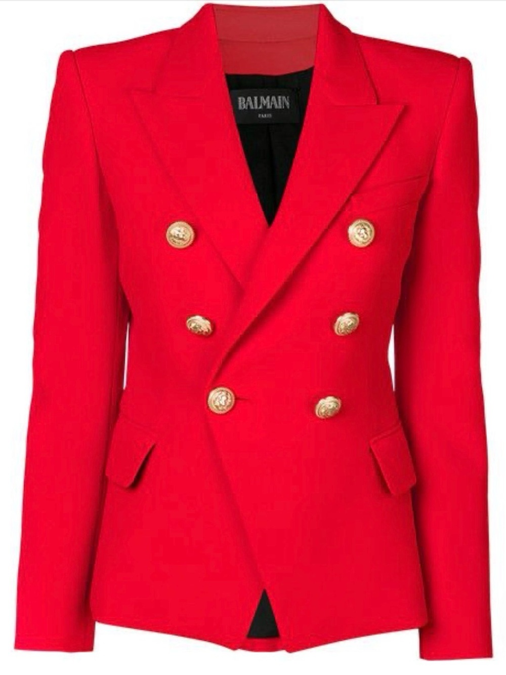 Balmain Red Double-Breasted Blazer, Sz 38